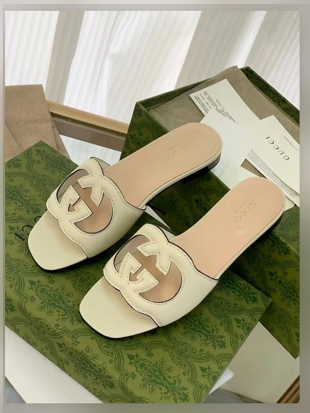 Gucci Hollow Double G Square Toe Flat